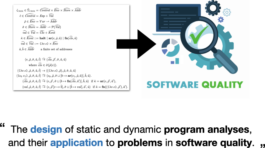 From formal semantics to software quality: the design of static and dynamic program analyses, and their application to problems in software quality.